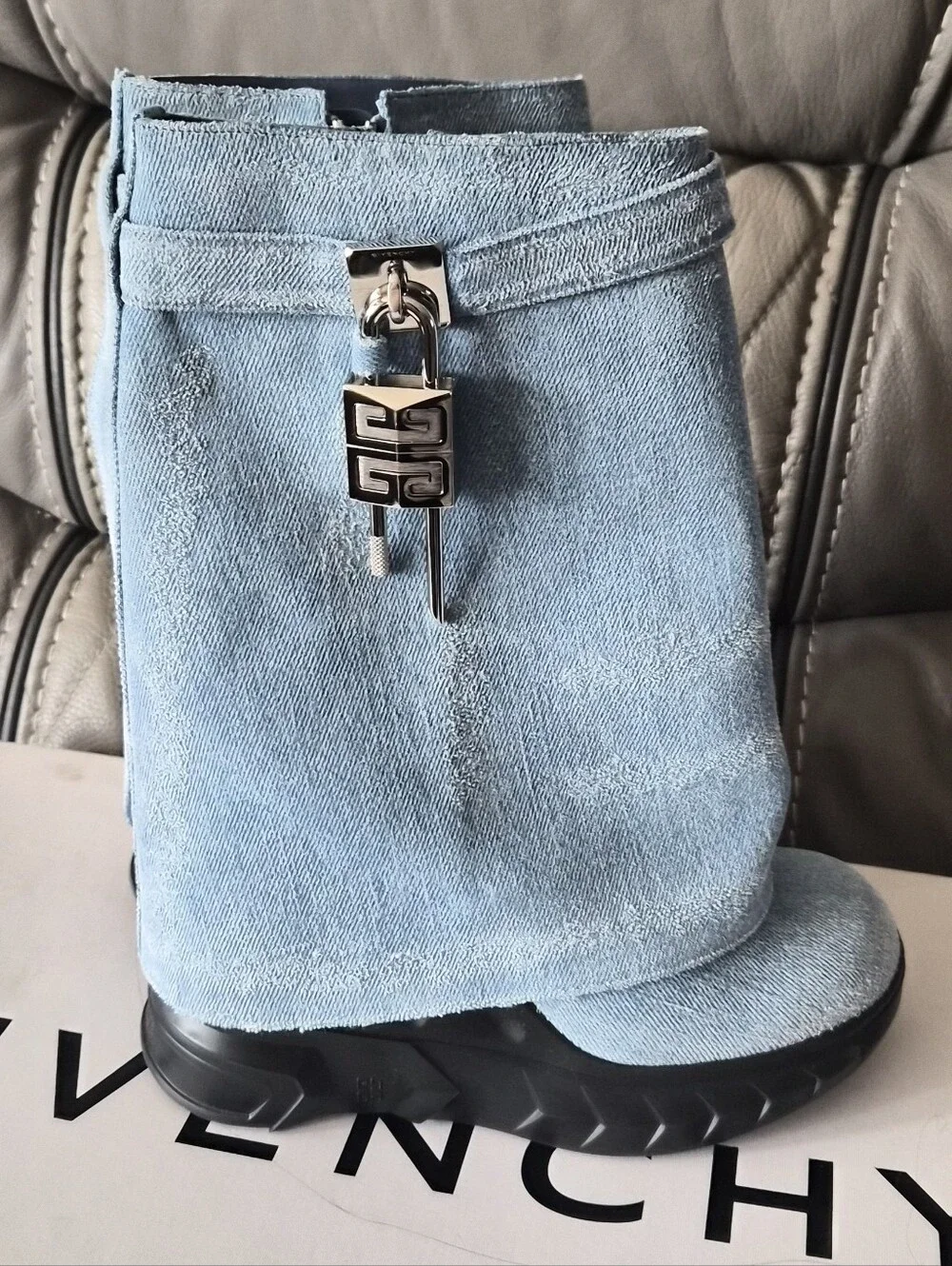 Givenchy Light Blue Suede Mid-Calf Boots
